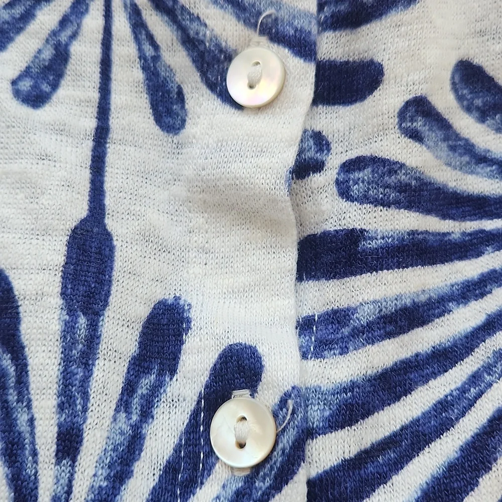 Joie 100% Linen Blouse Cap Sleeve Coastal White Blue L - Picture 7 of 16